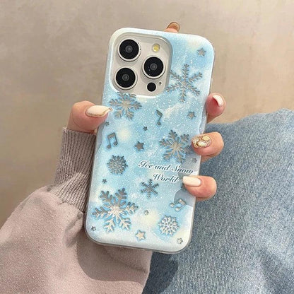 Cute Phone Case with Glitter Quicksand Snowflakes and Bracelet for iPhone 15 Pro Max, 14, 13, 11, 12 - Touchy Style .