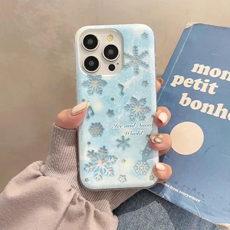Cute Phone Case with Glitter Quicksand Snowflakes and Bracelet for iPhone 15 Pro Max, 14, 13, 11, 12 - Touchy Style .