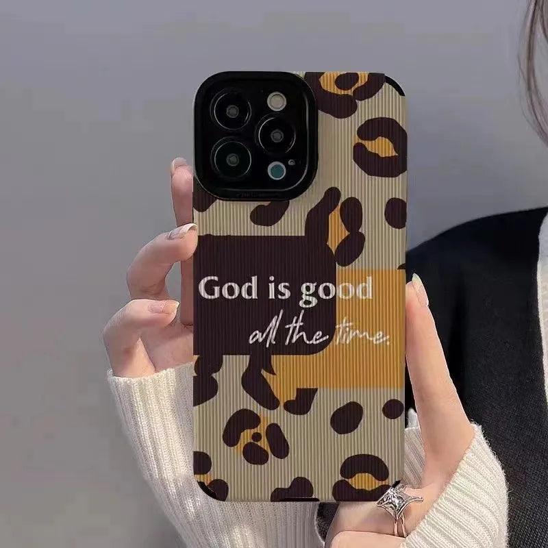 Cute Phone Case with Leopard Print and English Subtitles for iPhone 14, 13, 12, 11 Pro Max, 14 Plus, X, XS Max, XR, 12, 13 Mini, 7, 8 Plus - Touchy Style .
