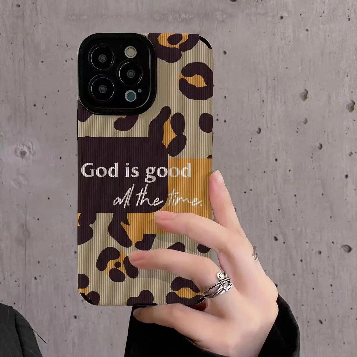 Cute Phone Case with Leopard Print and English Subtitles for iPhone 14, 13, 12, 11 Pro Max, 14 Plus, X, XS Max, XR, 12, 13 Mini, 7, 8 Plus - Touchy Style .