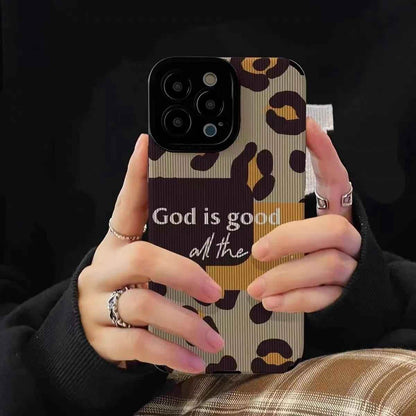 Cute Phone Case with Leopard Print and English Subtitles for iPhone 14, 13, 12, 11 Pro Max, 14 Plus, X, XS Max, XR, 12, 13 Mini, 7, 8 Plus - Touchy Style