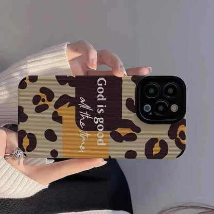 Cute Phone Case with Leopard Print and English Subtitles for iPhone 14, 13, 12, 11 Pro Max, 14 Plus, X, XS Max, XR, 12, 13 Mini, 7, 8 Plus - Touchy Style