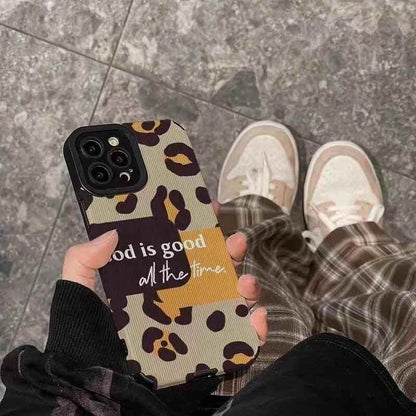 Cute Phone Case with Leopard Print and English Subtitles for iPhone 14, 13, 12, 11 Pro Max, 14 Plus, X, XS Max, XR, 12, 13 Mini, 7, 8 Plus - Touchy Style