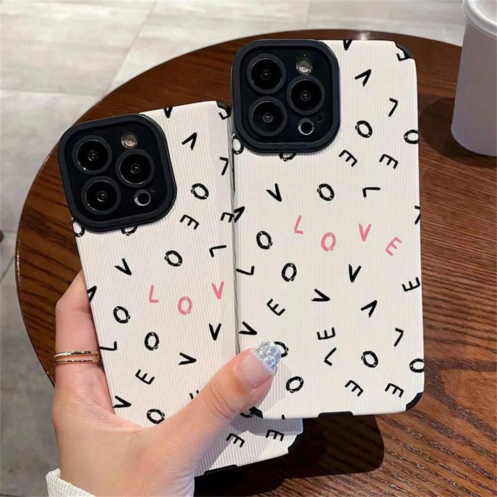 Cute Phone Case with Love Word Design for iPhone 11, 12, 13, 14 Pro Max, 15 Pro Max, X, XR, XS Max, 7, 8 Plus - Touchy Style .