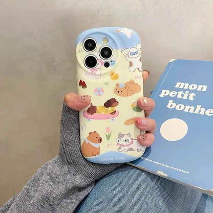 Cute Phone Cases: Cartoon Dog &amp; Cat Oval Silicone Case for iPhone 15 Pro Max, 14, 13, 11, 12 - TSP289 - Touchy Style