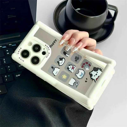 Cute Phone Cases - Cartoon Puppy Cat Holder Stand, Mirror Case for iPhone 15, 14, 13, 12, 11 Pro Max - TSP296 - Touchy Style