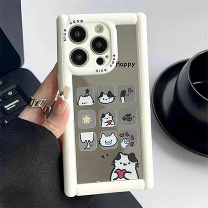 Cute Phone Cases - Cartoon Puppy Cat Holder Stand, Mirror Case for iPhone 15, 14, 13, 12, 11 Pro Max - TSP296 - Touchy Style