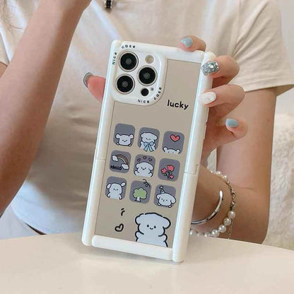 Cute Phone Cases - Cartoon Puppy Cat Holder Stand, Mirror Case for iPhone 15, 14, 13, 12, 11 Pro Max - TSP296 - Touchy Style