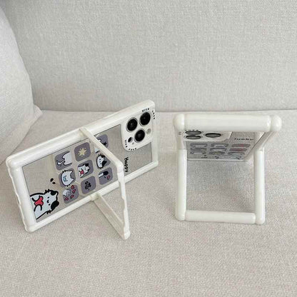 Cute Phone Cases - Cartoon Puppy Cat Holder Stand, Mirror Case for iPhone 15, 14, 13, 12, 11 Pro Max - TSP296 - Touchy Style