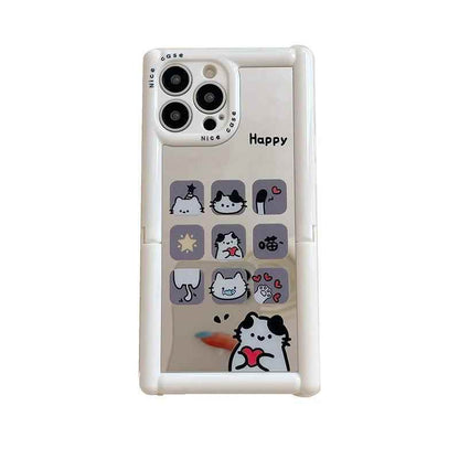 Cute Phone Cases - Cartoon Puppy Cat Holder Stand, Mirror Case for iPhone 15, 14, 13, 12, 11 Pro Max - TSP296 - Touchy Style