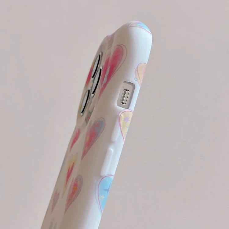 Cute Phone Cases - Colorful Love Heart Liquid Skin Silicone for iPhone 11-15 Pro Max - TSP294 - Touchy Style