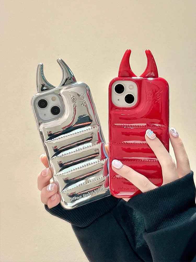 Cute Phone Cases: Fashion Cow Horns Glossy Case for iPhone 15/14/13/12 Pro Max - TSP306 - Touchy Style