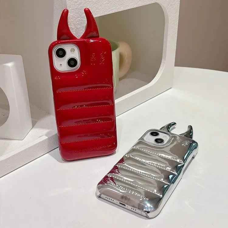 Cute Phone Cases: Fashion Cow Horns Glossy Case for iPhone 15/14/13/12 Pro Max - TSP306 - Touchy Style