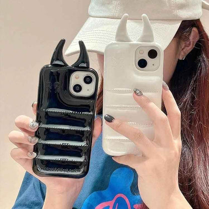 Cute Phone Cases: Fashion Cow Horns Glossy Case for iPhone 15/14/13/12 Pro Max - TSP306 - Touchy Style