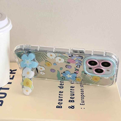 Cute Phone Cases - Floral Makeup Mirror with Stand for iPhone 15/14/13/12 Pro Max - TSP287 - Touchy Style