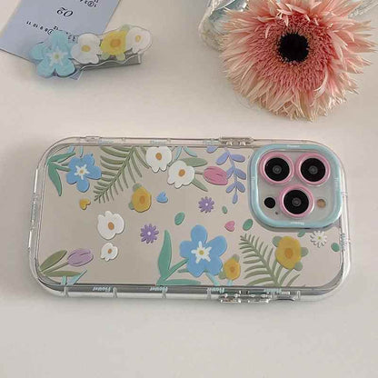Cute Phone Cases - Floral Makeup Mirror with Stand for iPhone 15/14/13/12 Pro Max - TSP287 - Touchy Style
