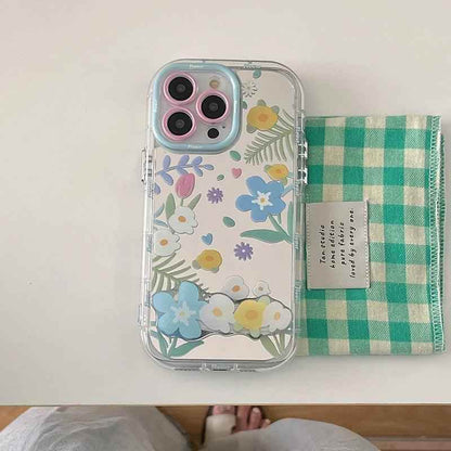 Cute Phone Cases - Floral Makeup Mirror with Stand for iPhone 15/14/13/12 Pro Max - TSP287 - Touchy Style