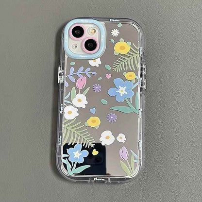 Cute Phone Cases - Floral Makeup Mirror with Stand for iPhone 15/14/13/12 Pro Max - TSP287 - Touchy Style