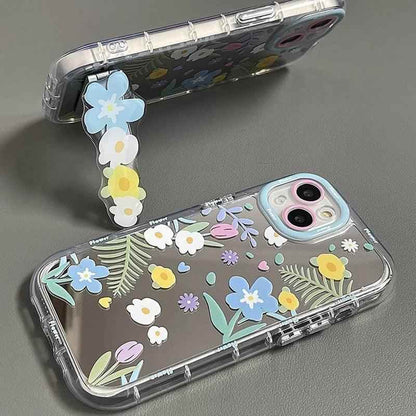 Cute Phone Cases - Floral Makeup Mirror with Stand for iPhone 15/14/13/12 Pro Max - TSP287 - Touchy Style