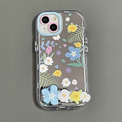 Cute Phone Cases - Floral Makeup Mirror with Stand for iPhone 15/14/13/12 Pro Max - TSP287 - Touchy Style