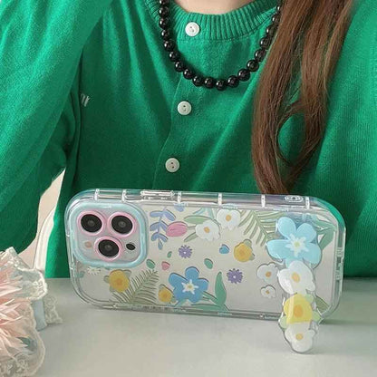 Cute Phone Cases - Floral Makeup Mirror with Stand for iPhone 15/14/13/12 Pro Max - TSP287 - Touchy Style