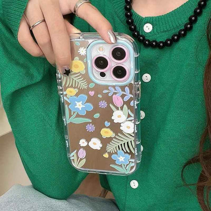 Cute Phone Cases - Floral Makeup Mirror with Stand for iPhone 15/14/13/12 Pro Max - TSP287 - Touchy Style