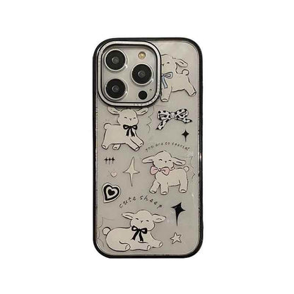 Cute Phone Cases For iPhone 11, 12, 13, 14, 15 Pro Max, and 15 Plus - White Sheep - Acrylic Cover - TSP264 - Touchy Style