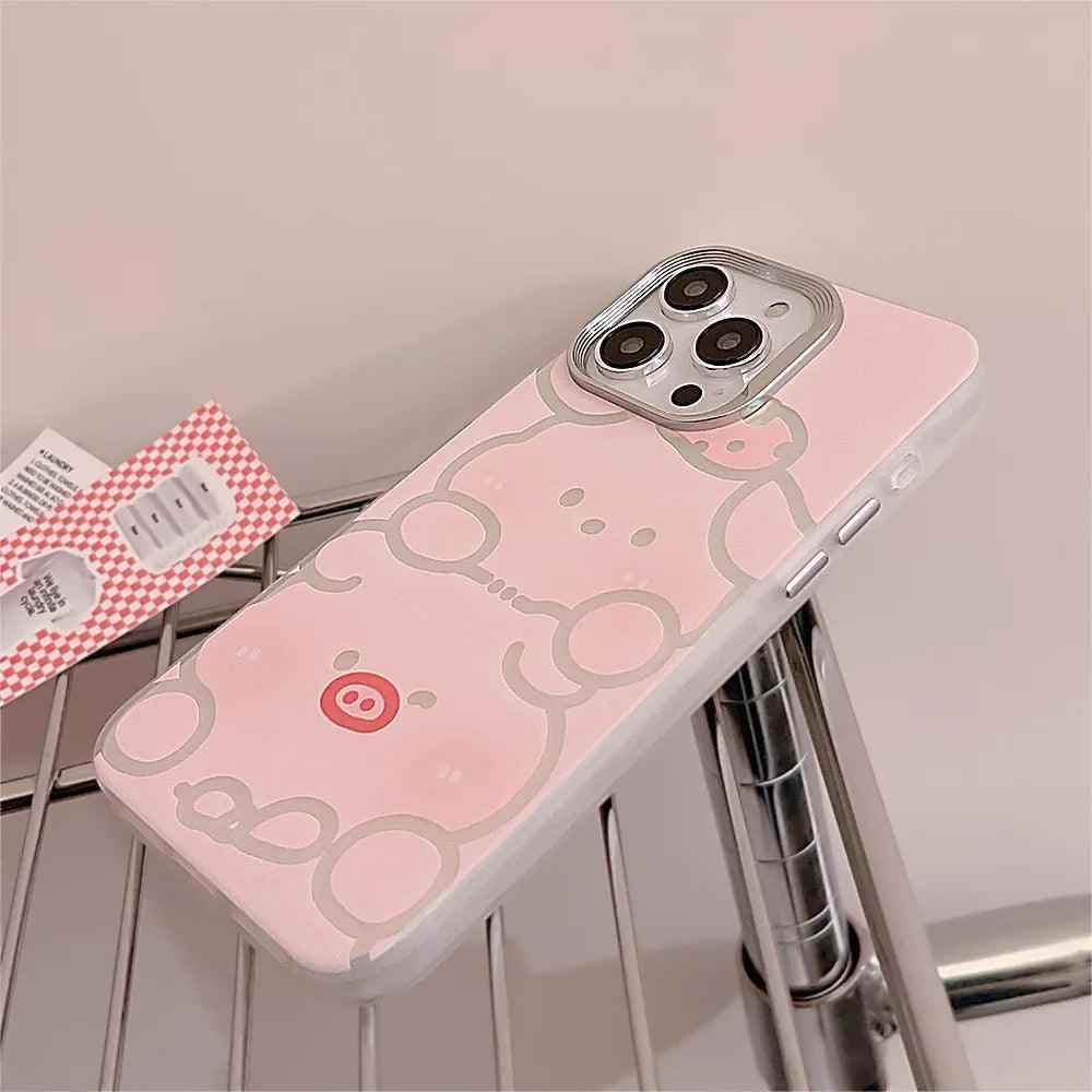 Cute Phone Cases for iPhone 11, 12, 13, 14, and 15 Pro Max - Funny Pig and Dog - Laser Back Cover - TSP268 - Touchy Style