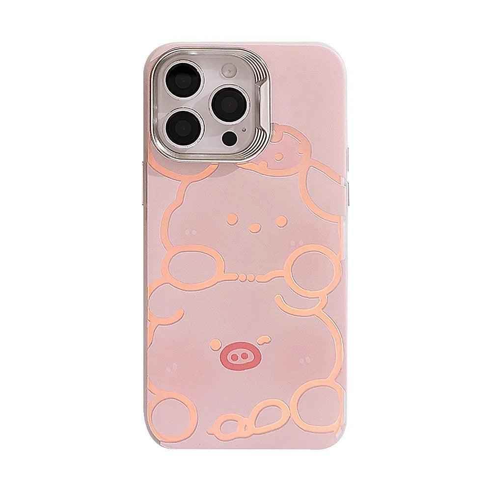 Cute Phone Cases for iPhone 11, 12, 13, 14, and 15 Pro Max - Funny Pig and Dog - Laser Back Cover - TSP268 - Touchy Style