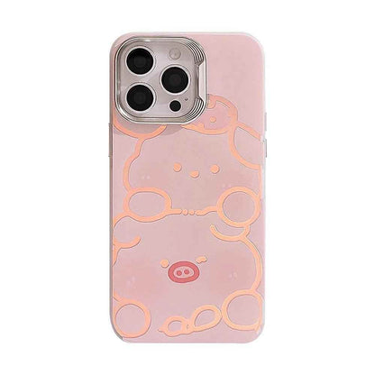 Cute Phone Cases for iPhone 11, 12, 13, 14, and 15 Pro Max - Funny Pig and Dog - Laser Back Cover - TSP268 - Touchy Style
