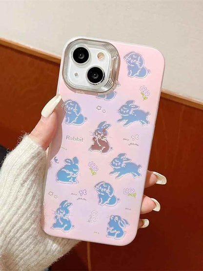 Cute Phone Cases For iPhone 11, 12, 13, 14, and 15 Pro Max - Hollowed Out Rabbit - Pink Laser Cover - TSP269 - Touchy Style