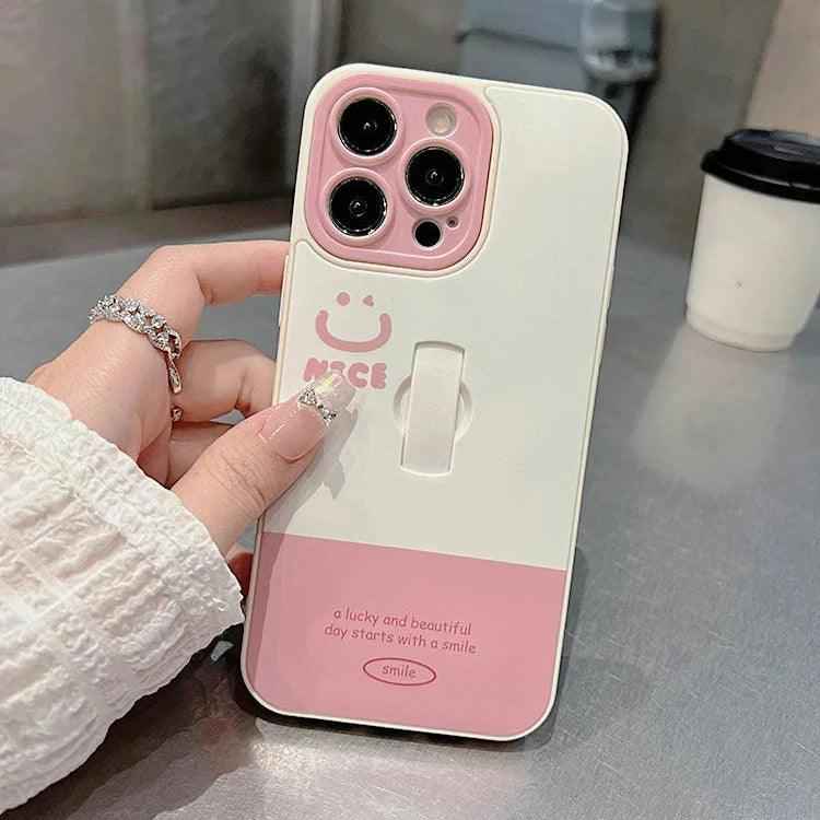 Cute Phone Cases for iPhone 11, 12, 13, 14, and 15 Pro Max - &quot;Nice Smile&quot; Words with Invisible Bracket - TSP209 - Touchy Style