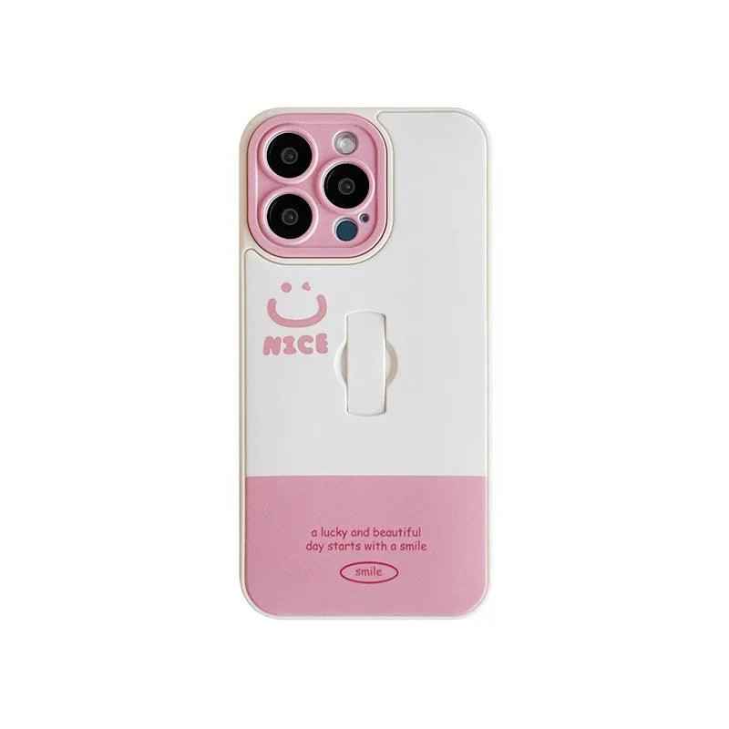 Cute Phone Cases for iPhone 11, 12, 13, 14, and 15 Pro Max - &quot;Nice Smile&quot; Words with Invisible Bracket - TSP209 - Touchy Style