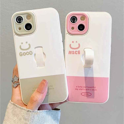 Cute Phone Cases for iPhone 11, 12, 13, 14, and 15 Pro Max - &quot;Nice Smile&quot; Words with Invisible Bracket - TSP209 - Touchy Style