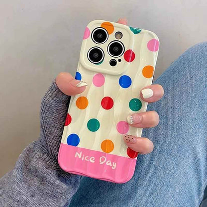 Cute Phone Cases for iPhone 11, 12, 13, 14, and 15 Pro Max - Rainbow Dots - Glossy Cover - TSP272 - Touchy Style