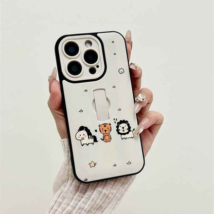 Cute Phone Cases for iPhone 11, 12, 13, 14, or 15 Pro Max - Cartoon Animals Cover With Ring Holder - TSP211 - Touchy Style