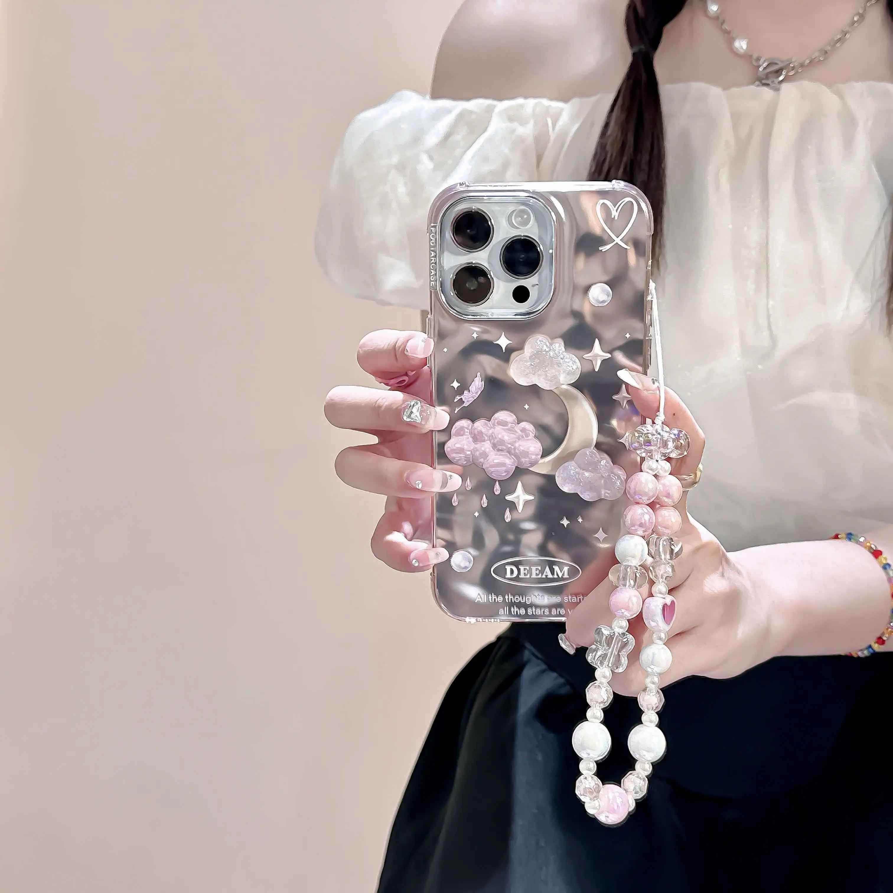 Cute Phone Cases For iPhone 11, 12, 13, 14 Pro Max, and 15 - Dreamy Stars and Clouds - TSP56 - Touchy Style