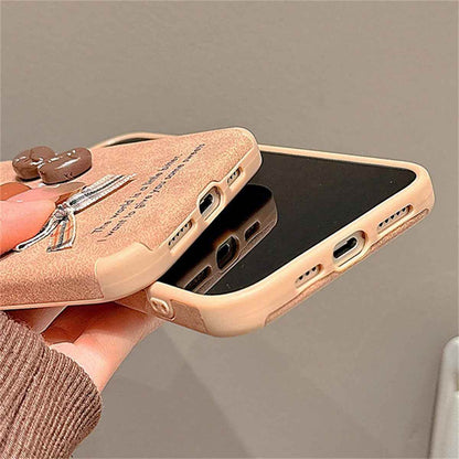 Cute Phone Cases For iPhone 13, 14, 15, and 16 Pro Max - Cartoon 3D Bear, Coffee, and Bow Design - TSP444 - Touchy Style