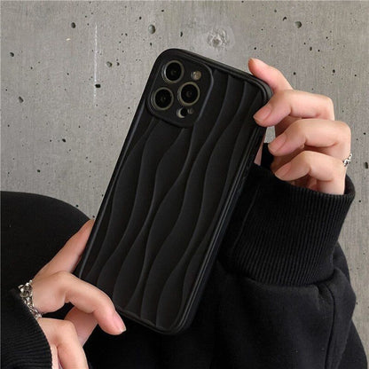 Cute Phone Cases For iPhone 14 13 11 12 Pro Max 14 Plus - Black WaterRipple Wavey Lines - Touchy Style .
