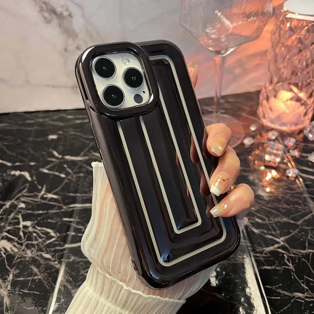Cute Phone Cases For iPhone 14 13 12 11 Pro Max 14 Plus - Luxury Plating 3D Stripe - Touchy Style .