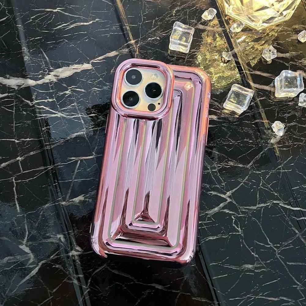 Cute Phone Cases For iPhone 14 13 12 11 Pro Max 14 Plus - Luxury Plating 3D Stripe - Touchy Style