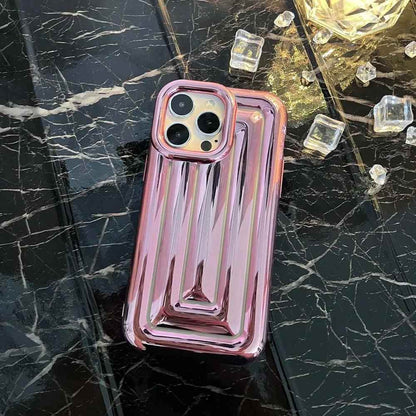 Cute Phone Cases For iPhone 14 13 12 11 Pro Max 14 Plus - Luxury Plating 3D Stripe - Touchy Style .