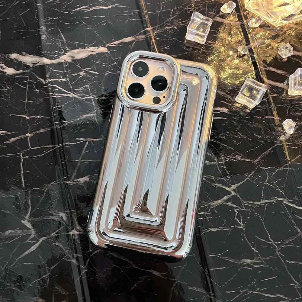 Cute Phone Cases For iPhone 14 13 12 11 Pro Max 14 Plus - Luxury Plating 3D Stripe - Touchy Style .