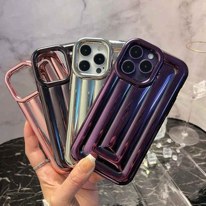 Cute Phone Cases For iPhone 14 13 12 11 Pro Max 14 Plus - Luxury Plating 3D Stripe - Touchy Style .