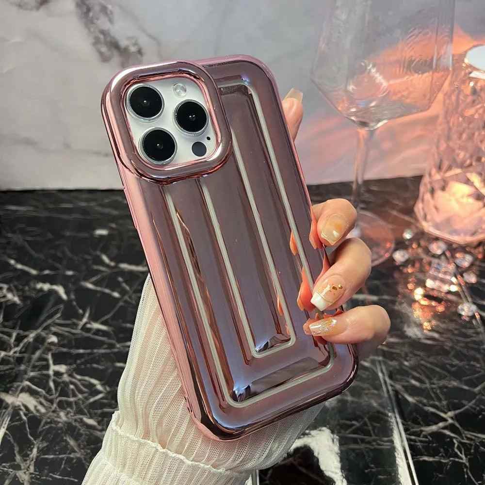 Cute Phone Cases For iPhone 14 13 12 11 Pro Max 14 Plus - Luxury Plating 3D Stripe - Touchy Style .