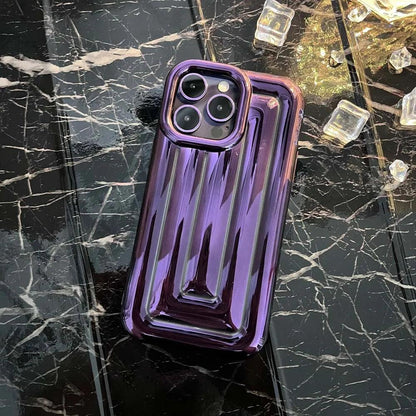 Cute Phone Cases For iPhone 14 13 12 11 Pro Max 14 Plus - Luxury Plating 3D Stripe - Touchy Style .