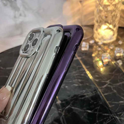 Cute Phone Cases For iPhone 14 13 12 11 Pro Max 14 Plus - Luxury Plating 3D Stripe - Touchy Style