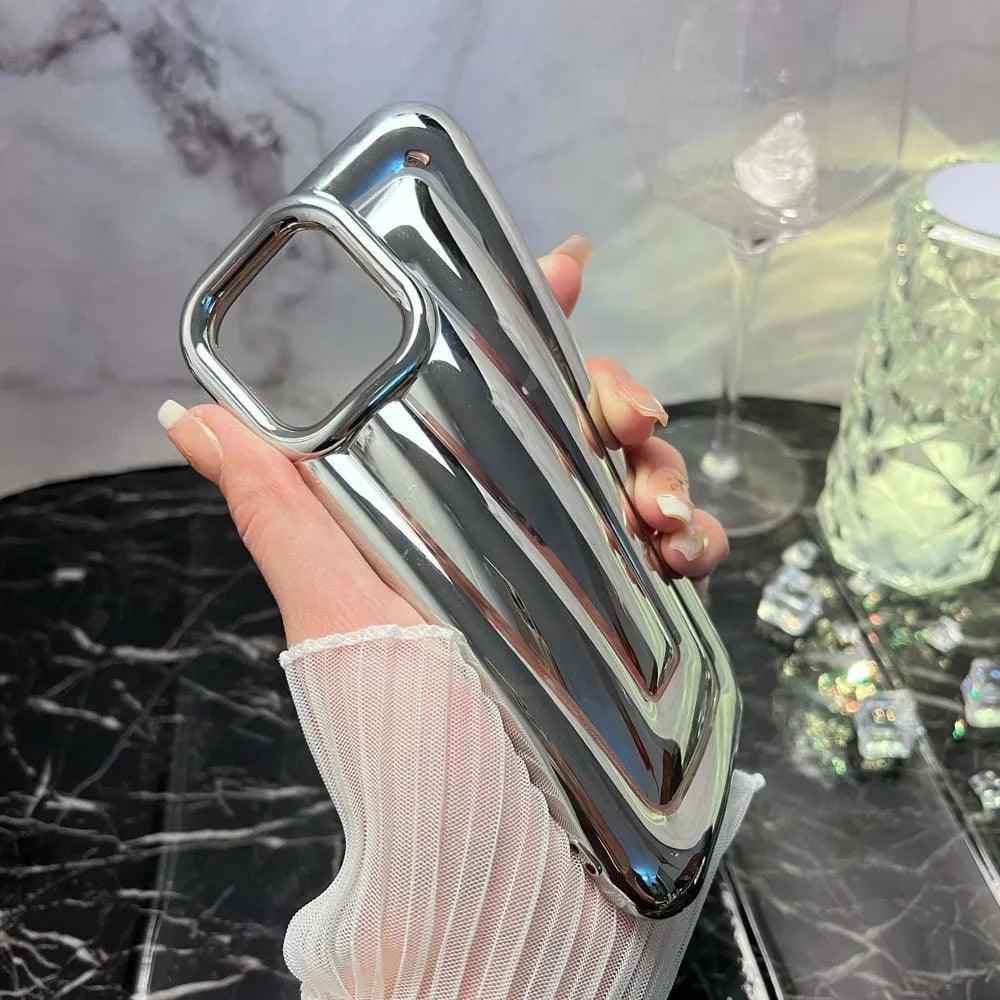 Cute Phone Cases For iPhone 14 13 12 11 Pro Max 14 Plus - Luxury Plating 3D Stripe - Touchy Style .