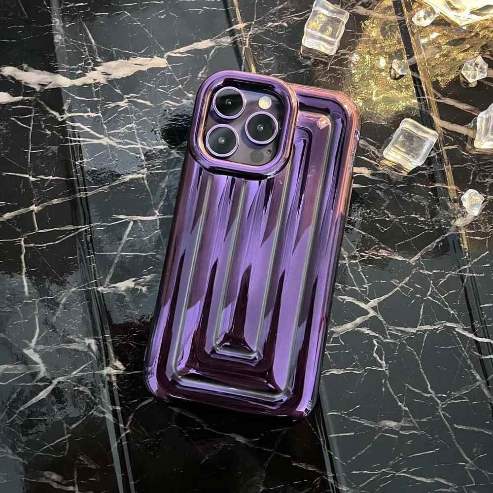 Cute Phone Cases For iPhone 14 13 12 11 Pro Max 14 Plus - Luxury Plating 3D Stripe - Touchy Style