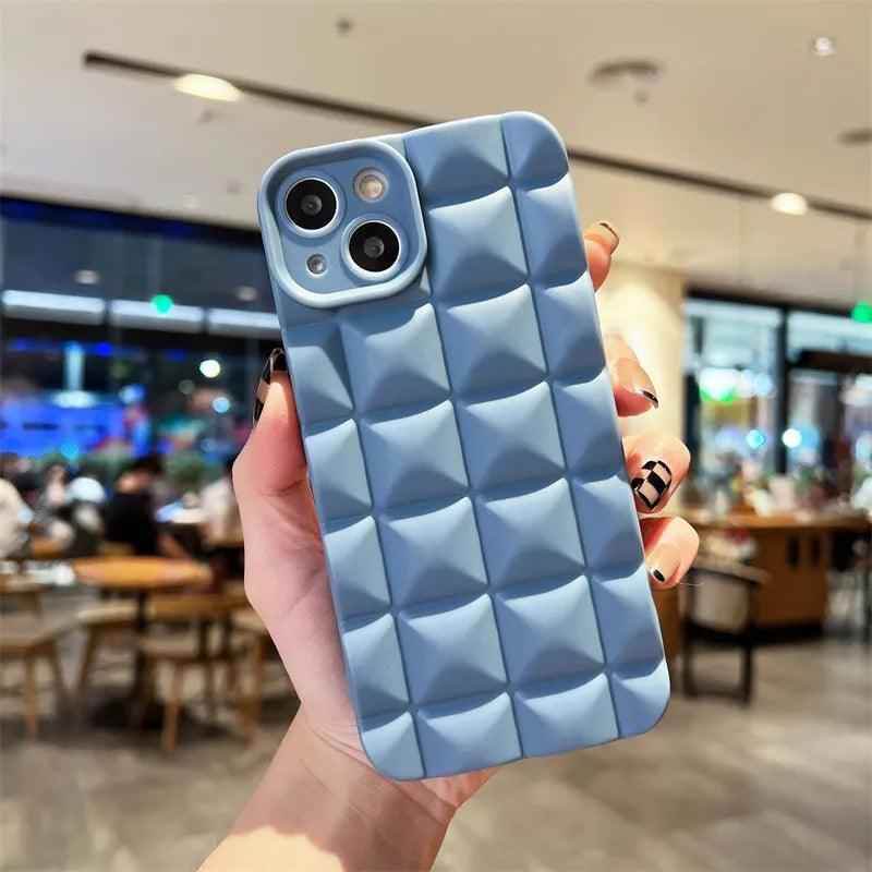 Cute Phone Cases For iPhone 14 13 12 11 Pro Max X XS XR 7 8 Plus - Luxury 3D Diamond Lattice - Touchy Style .